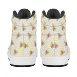 Honey Bee Hive Pattern Print High Top Leather Sneakers