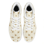 Honey Bee Hive Pattern Print High Top Leather Sneakers