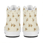Honey Bee Hive Pattern Print High Top Leather Sneakers