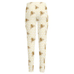 Honey Bee Hive Pattern Print High-Waisted Pocket Leggings