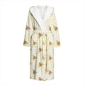 Honey Bee Hive Pattern Print Hooded Bathrobe