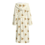 Honey Bee Hive Pattern Print Hooded Bathrobe