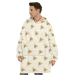 Honey Bee Hive Pattern Print Hoodie Blanket