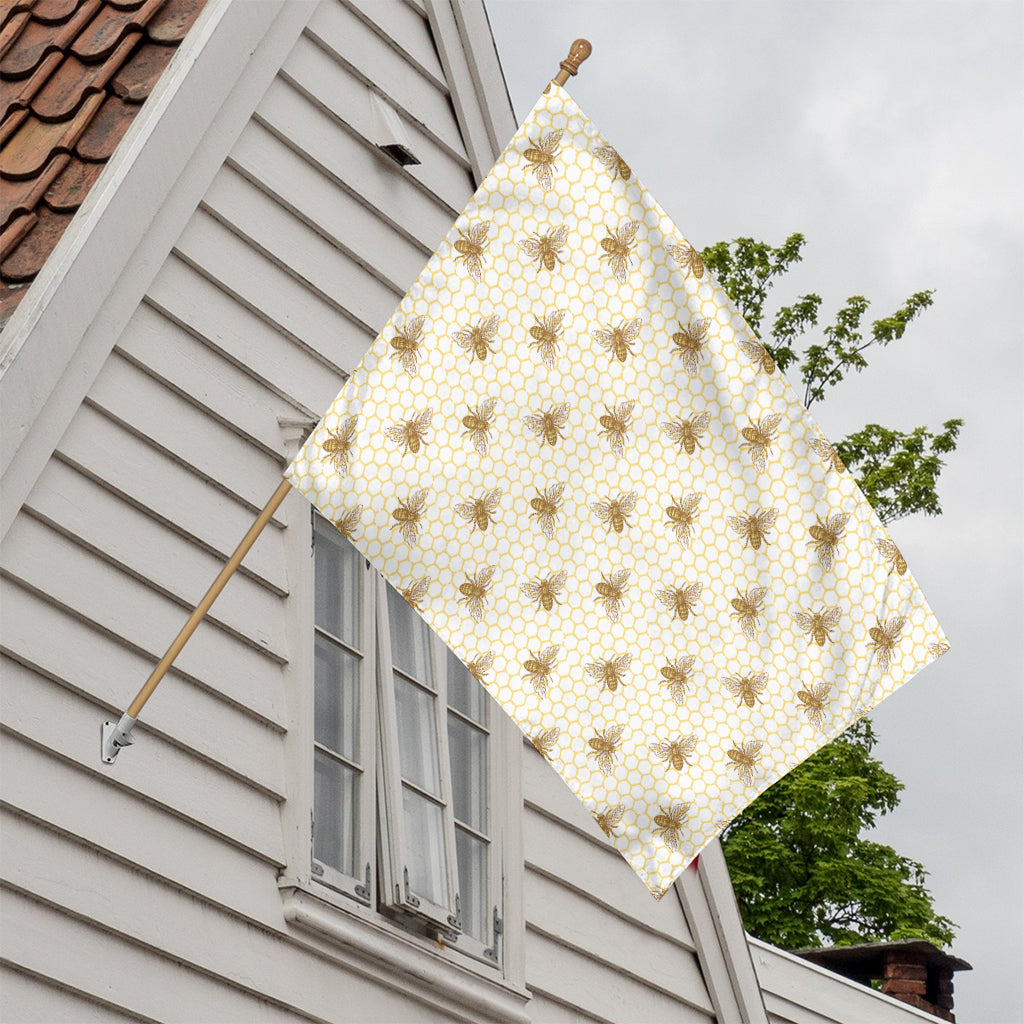 Honey Bee Hive Pattern Print House Flag