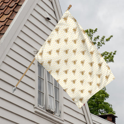 Honey Bee Hive Pattern Print House Flag