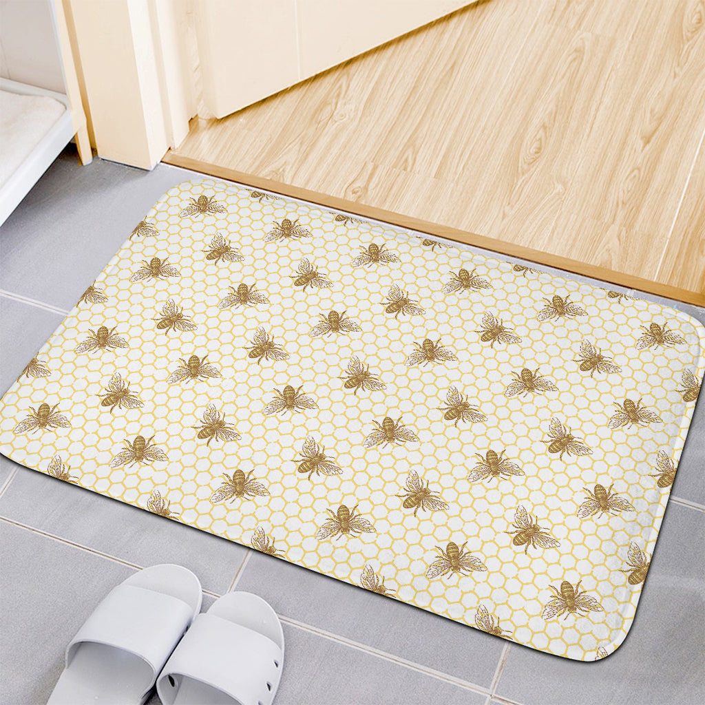 Honey Bee Hive Pattern Print Indoor Door Mat