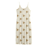 Honey Bee Hive Pattern Print Jersey Midi Cami Dress