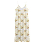 Honey Bee Hive Pattern Print Jersey Midi Cami Dress