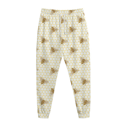 Honey Bee Hive Pattern Print Jogger Pants