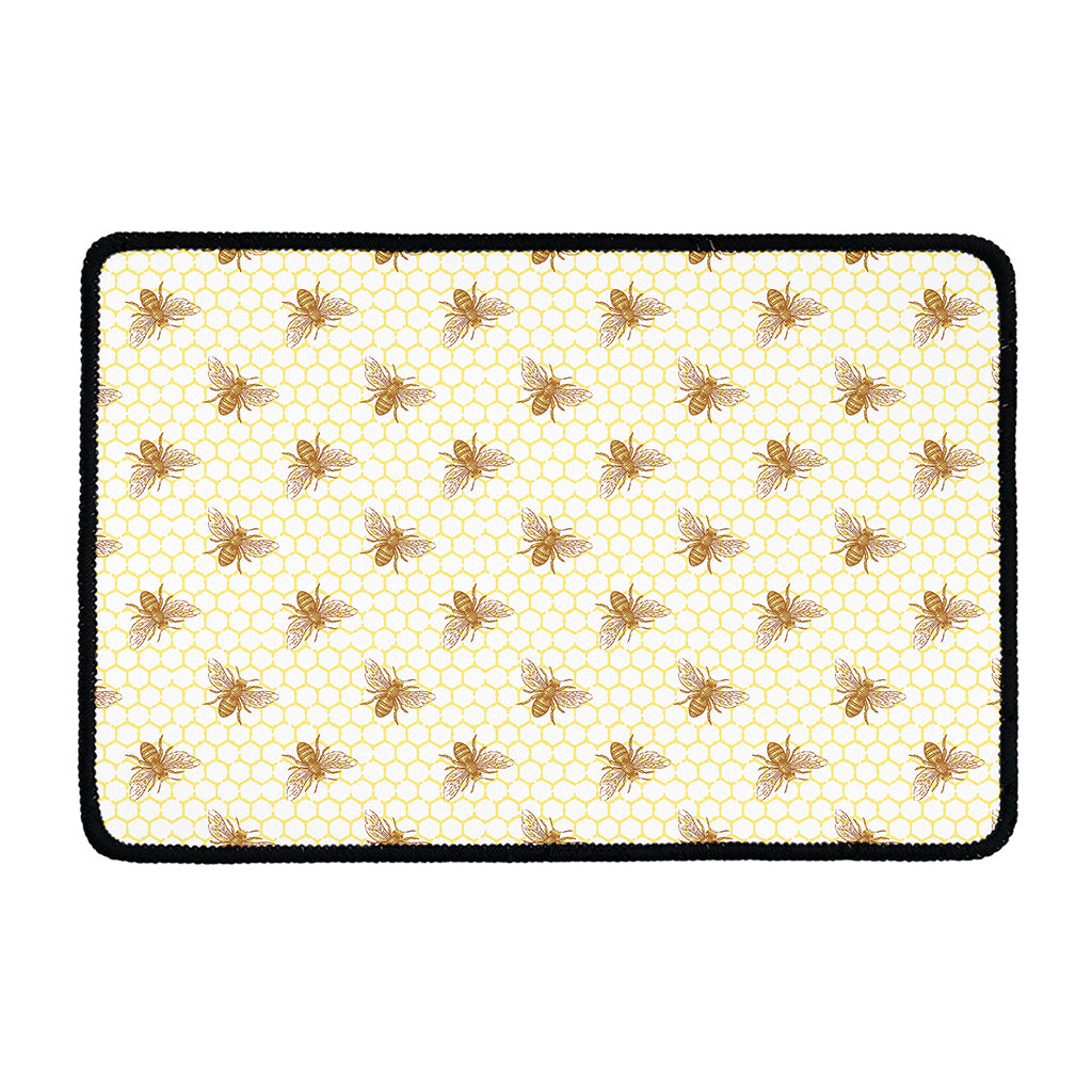 Honey Bee Hive Pattern Print Kitchen Mat