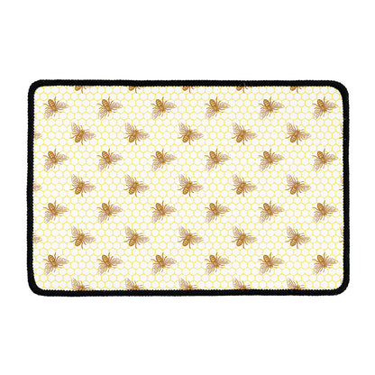 Honey Bee Hive Pattern Print Kitchen Mat