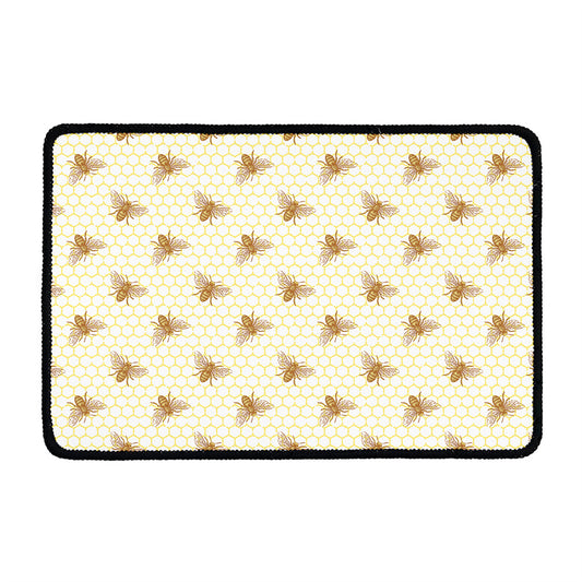Honey Bee Hive Pattern Print Kitchen Mat