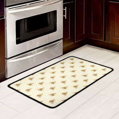 Honey Bee Hive Pattern Print Kitchen Mat
