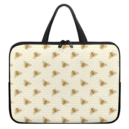 Honey Bee Hive Pattern Print Laptop Sleeve With Handle