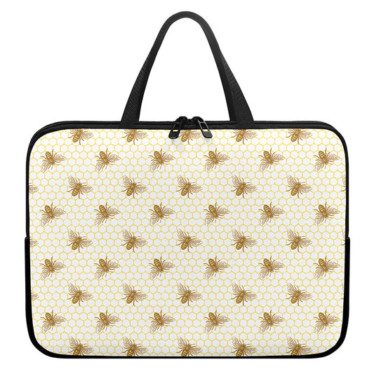 Honey Bee Hive Pattern Print Laptop Sleeve With Handle