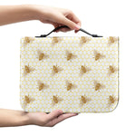 Honey Bee Hive Pattern Print Leather Bible Cover