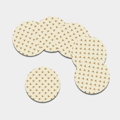 Honey Bee Hive Pattern Print Leather Coaster Set