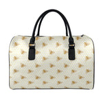Honey Bee Hive Pattern Print Leather Duffle Bag