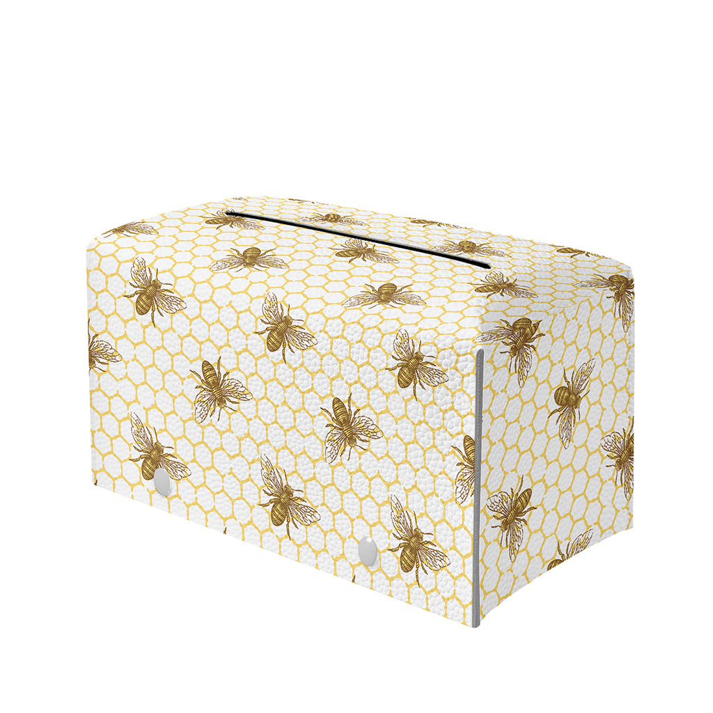 Honey Bee Hive Pattern Print Leather Tissue Box Cover