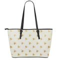 Honey Bee Hive Pattern Print Leather Tote Bag With Zipper