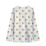 Honey Bee Hive Pattern Print Long Sleeve Short Coat
