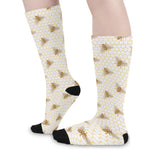 Honey Bee Hive Pattern Print Long Socks