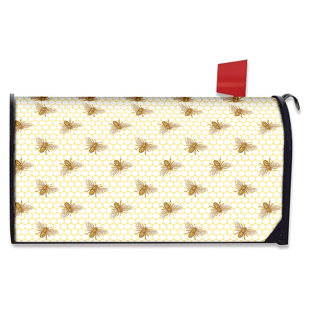 Honey Bee Hive Pattern Print Mailbox Cover