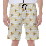 Honey Bee Hive Pattern Print Men's Beach Shorts