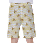 Honey Bee Hive Pattern Print Men's Beach Shorts