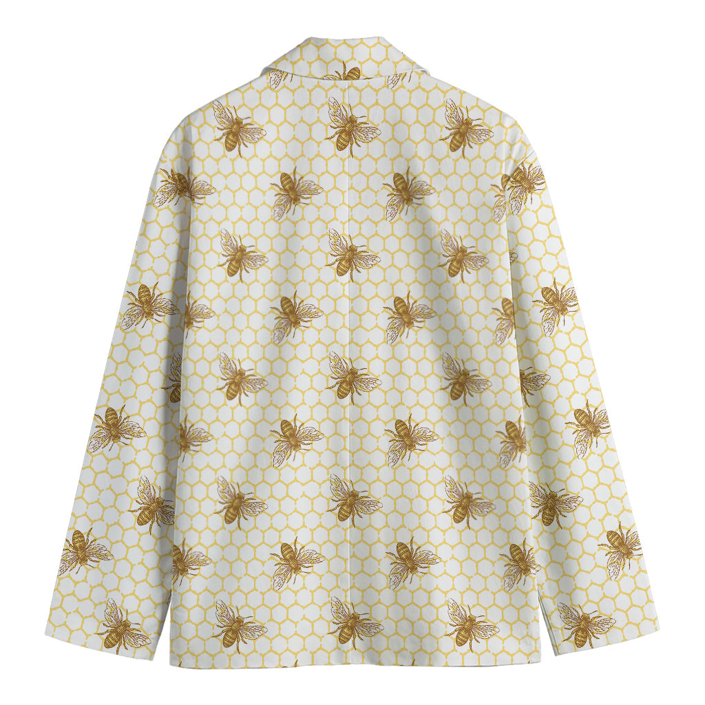 Honey Bee Hive Pattern Print Men's Blazer