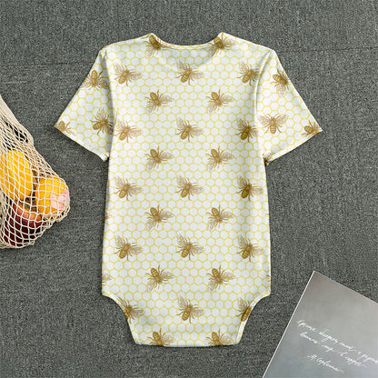 Honey Bee Hive Pattern Print Men's Bodysuit