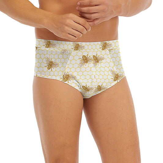 Honey Bee Hive Pattern Print Men's Briefs