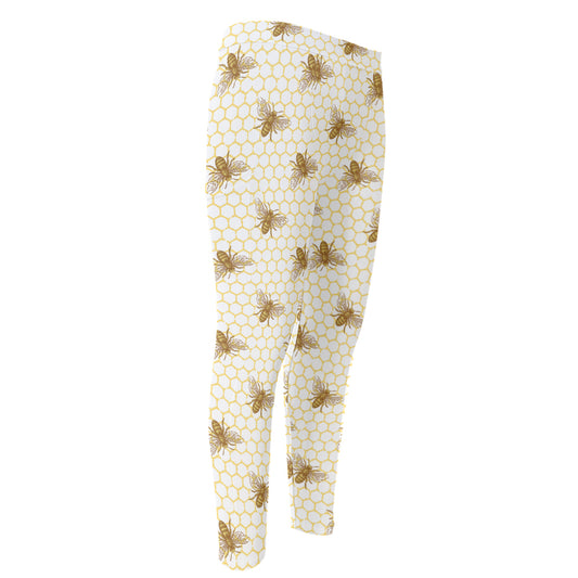 Honey Bee Hive Pattern Print Men's Compression Pants