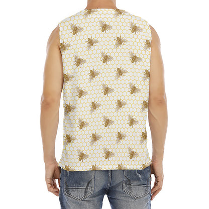 Honey Bee Hive Pattern Print Men's Fitness Tank Top