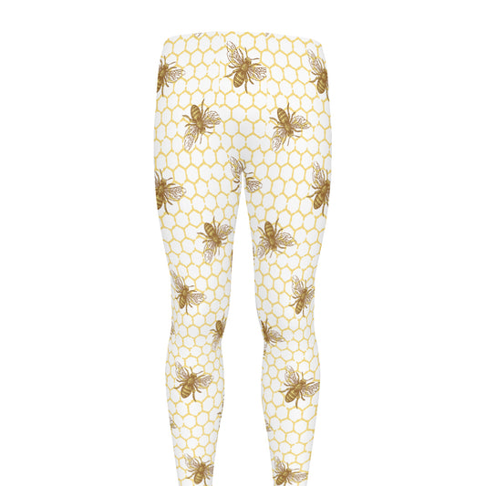 Honey Bee Hive Pattern Print Men's leggings