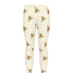 Honey Bee Hive Pattern Print Men's leggings