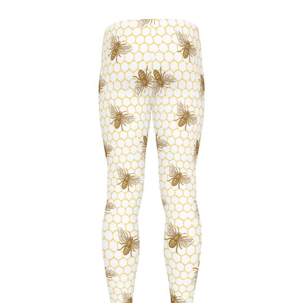 Honey Bee Hive Pattern Print Men's leggings
