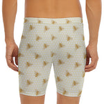 Honey Bee Hive Pattern Print Men's Long Boxer Briefs