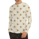 Honey Bee Hive Pattern Print Men's Long Sleeve Rash Guard