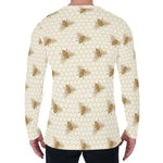 Honey Bee Hive Pattern Print Men's Long Sleeve T-Shirt