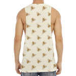 Honey Bee Hive Pattern Print Men's Muscle Tank Top