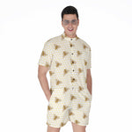 Honey Bee Hive Pattern Print Men's Rompers