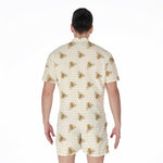 Honey Bee Hive Pattern Print Men's Rompers