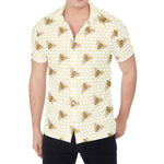 Honey Bee Hive Pattern Print Men's Shirt
