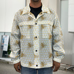 Honey Bee Hive Pattern Print Men's Shirt Jacket