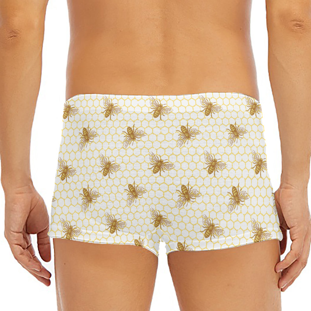 Honey Bee Hive Pattern Print Men's Short Boxer Briefs