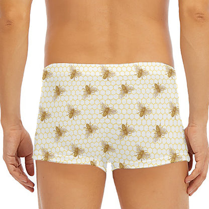 Honey Bee Hive Pattern Print Men's Short Boxer Briefs