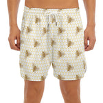 Honey Bee Hive Pattern Print Men's Split Running Shorts