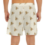 Honey Bee Hive Pattern Print Men's Split Running Shorts