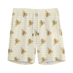 Honey Bee Hive Pattern Print Men's Sports Shorts
